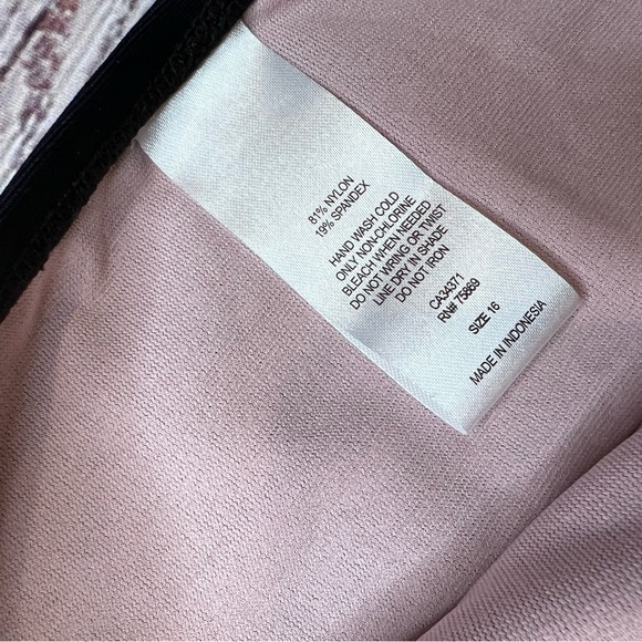 NWOT Black Bikini Swim Bottom with Pink and White Tie Die Accent - Picture 3 of 5